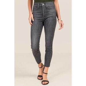 Levi's Wedgie Skinny Jeans Black Grey Wash Raw Hem Button Fly Sz. 27